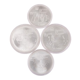 Kanada /SILBER - Set Olympische Spiele Montrèal 1976, 2x 5$ und 2x 10$