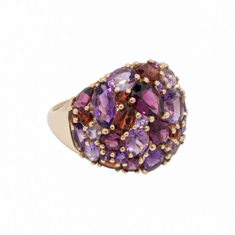 Ring 'Rot-Lila Wolke' mit Amethysten und Granaten,