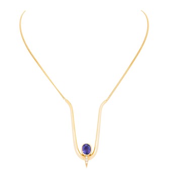 Collier mit Tansanit und 3 Brillanten