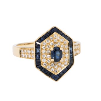 Ring mit Saphiren und Brillanten von ca. 0,50 ct,