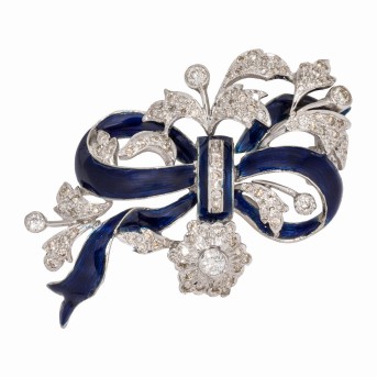 Florale Brosche mit Brillanten zus. 3,15 ct.