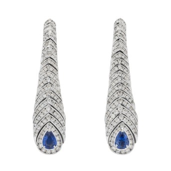 Elegante Ohrhänger mit 2 Saphir-Tropfen 2,78 ct. und Brillanten zus. 4,10 ct.