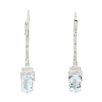 Ohrhänger mit Aquamarin zus. 6,0 ct. und Brillanten zus. 2,90 ct.
