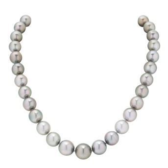 Collier aus Tahitiperlen mit Brillantschließe,