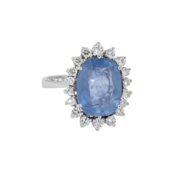 Klassischer Ring mit edlen Burma Saphir 7,32 ct,