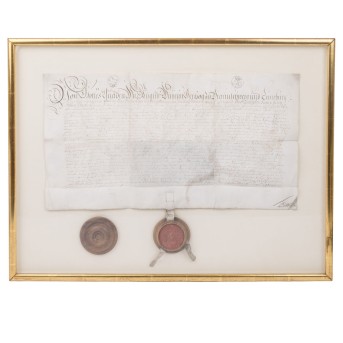 AUGUST WILHELM, HERZOG ZU BRAUNSCHWEIG-LÜNEBURG (1662-1731) "Lehnsurkunde über ein Gut in Warberg" datiert 1724.