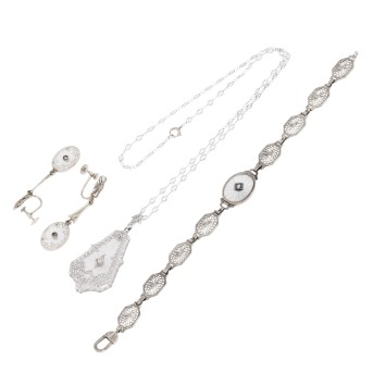 3-teiliges filigranes Antikschmuckset