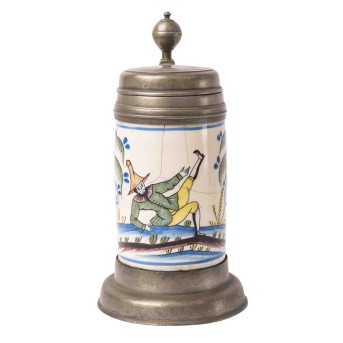 FAYENCE-WALZENKRUG MIT HARLEKIN-DEKOR