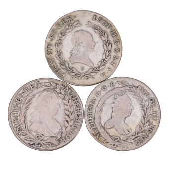 Kaisertum Österreich/SILBER 3x 20 Kreuzer 1765/1773/1791 Maria Theresia