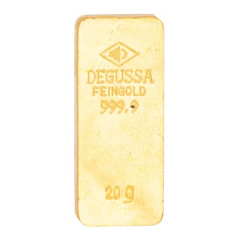 GOLDbarren - 20g Gold fein, geprägt, Hersteller Degussa,