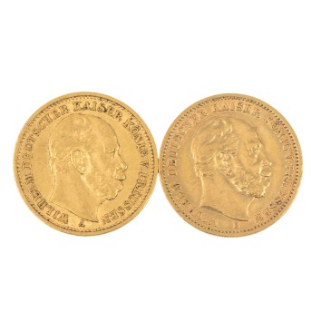 Preussen/GOLD - 2x 20 Mark Wilhelm 1873 und 1884,