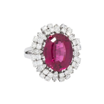 Extravaganter Ring mit feinem facettierten Rubellit von ca.12,00 ct.