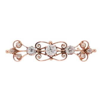 Historische Brosche mit Altschliffdiamanten zus. ca. 0,7 ct,