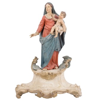 MADONNA MIT KIND AUF ROKOKO-SOCKEL