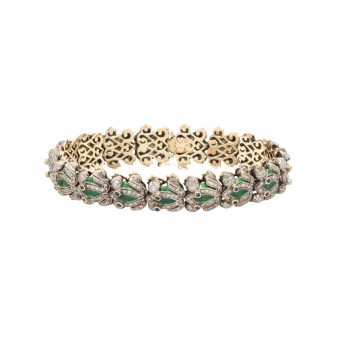 Armband 'Frösche' mit Diamanten zus. 4,20 ct. und Safiren sowie  Emaille,
