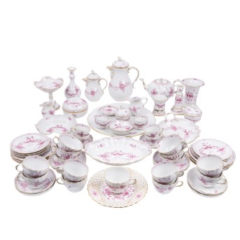 MEISSEN 66-tlg. Kaffee-Tee- und Mokkaservice 'Indisch purpur', 1. Wahl, 20. Jh.