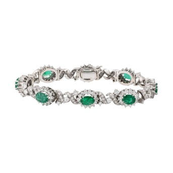 Armband mit Smaragden und Brillanten zus. ca. 6,5 ct,