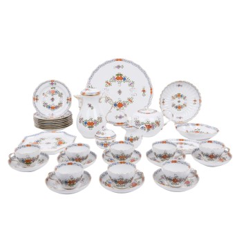 MEISSEN 33-tlg. Kaffee-und Teeservice f. 8 Personen 'Indische Blumenmalerei', 1. Wahl, 20. Jh.