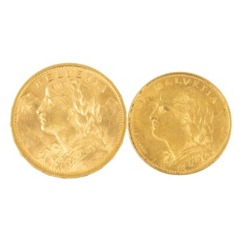 Schweiz/GOLD 20 Franken 1909 & 10 Franken 1913