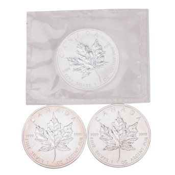 Kanada/SILBER 3x 5 Dollars 1989, 2002, 2003 "Maple Leaf"
