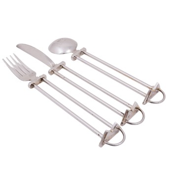 SHOZO TOYOHISA/ JAPAN 3-tlg. Besteckset 'Twelve Place Settings', versilbert, um 1990,