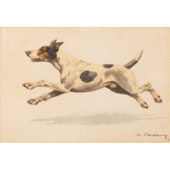 CONDAMY, CHARLES FERNAND DE (um 1855-1913), "Springender Jack Russell Terrier",