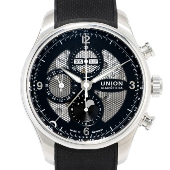 UNION GLASHÜTTE Herren-Chronograph mit Vollkalender Ref. D009.425.17.057.00 mit Box und Papieren von 2023.