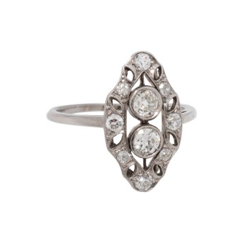Art Déco Ring mit Altschliffdiamanten zus. ca. 0,35 ct,