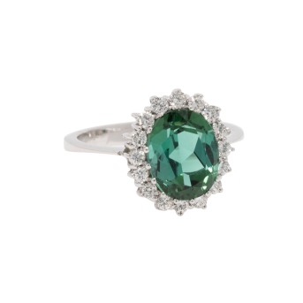 Ring mit Turmalin und 16 Brillanten 