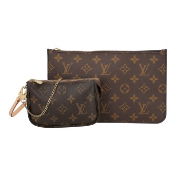 LOUIS VUITTON Konvolut "MINI POCHETTE ACC. (akt. NP.: 620,-€) & POCHETTE NEVERFULL".