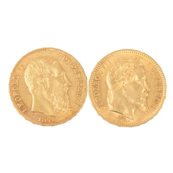 Belgien/Frankreich/GOLD - 2x Goldmünze mit insg. 11,6g Feingold,
