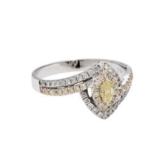 Ring mit gelbem Diamant im Navetteschliff, 