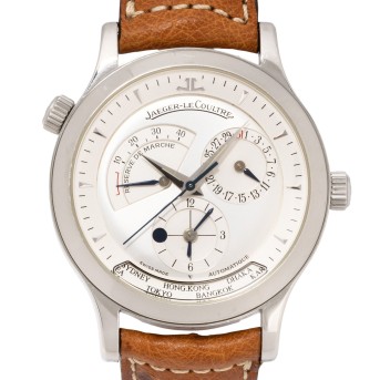 JAEGER-LeCoultre Master Geographic Herrenuhr, Ref. 142.8.92. Box und Papiere 2000.