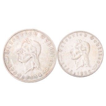 Deutsches Reich (1933-45) - 2 RM / 5 RM 1934-F Schiller