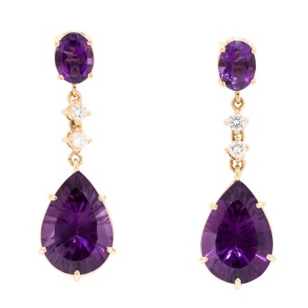 Paar Ohrhänger mit Amethyst von zus. ca. 31 ct
