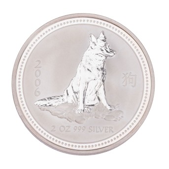 Australien /SILBER - 1 x 2 $ Lunar I. 2 OZ 2006 (Hund)