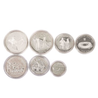 Korea/Mexiko/SILBER 7 Münzen "Sport"