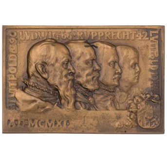Dt. Kaiserreich – Bayern, Bronzeplakette „Vier Generationen der Wittelsbacher Familie“ 1911