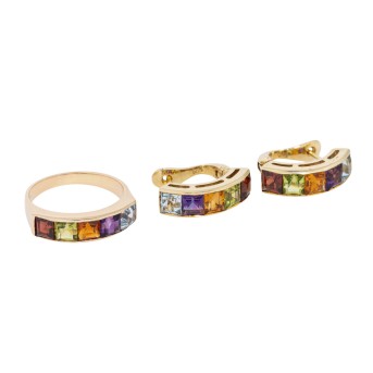 Set aus Ring und Ohrringen "Regenbogen",
