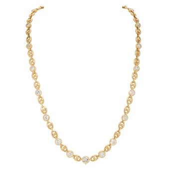 Herausragendes Schiffsankercollier mit  27 Brillanten und Altschliff-Diamanten zus, ca. 20,45 ct.