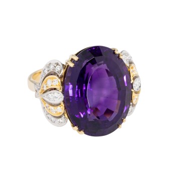 Ring mit feinem Amethyst und Brillanten zus. ca. 0,46 ct,