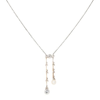 Antikes Collier mit Altschliff-Diamanten zus. ca. 1,9 ct.