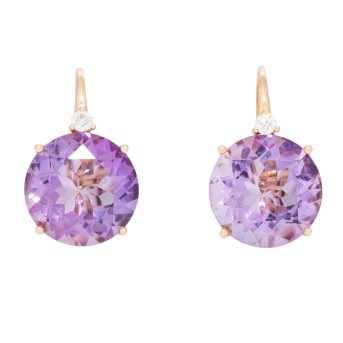 WEMPE Ohrringe mit Amethysten gekrönt von Brillanten,