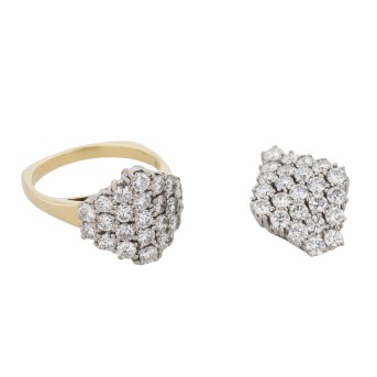 Set aus Ring und Anhänger mit Brillanten,