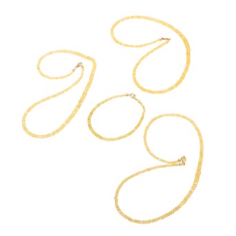Konvolut 3 Ketten und 1 Armband aus Goldberyll,