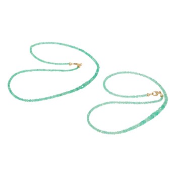 Konvolut 2 Colliers aus Smaragdrondellen,