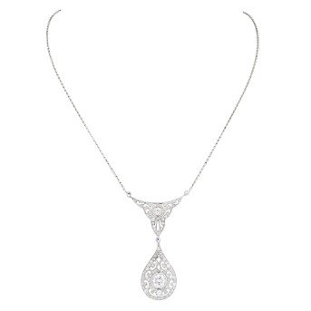 Charmantes Collier mit feinem Altschliffdiamant ca. 1,1 ct,