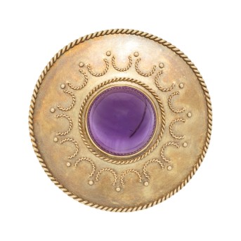 Brosche mit Amethystcabochon,