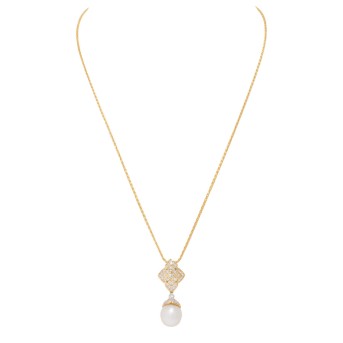 Collier mit Südseeperle und Brillanten,