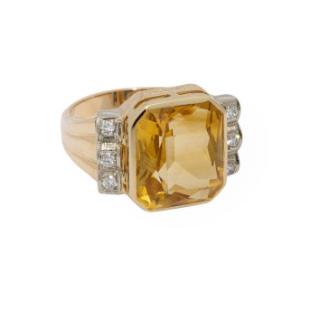Ring mit Citrin und Brillanten,
